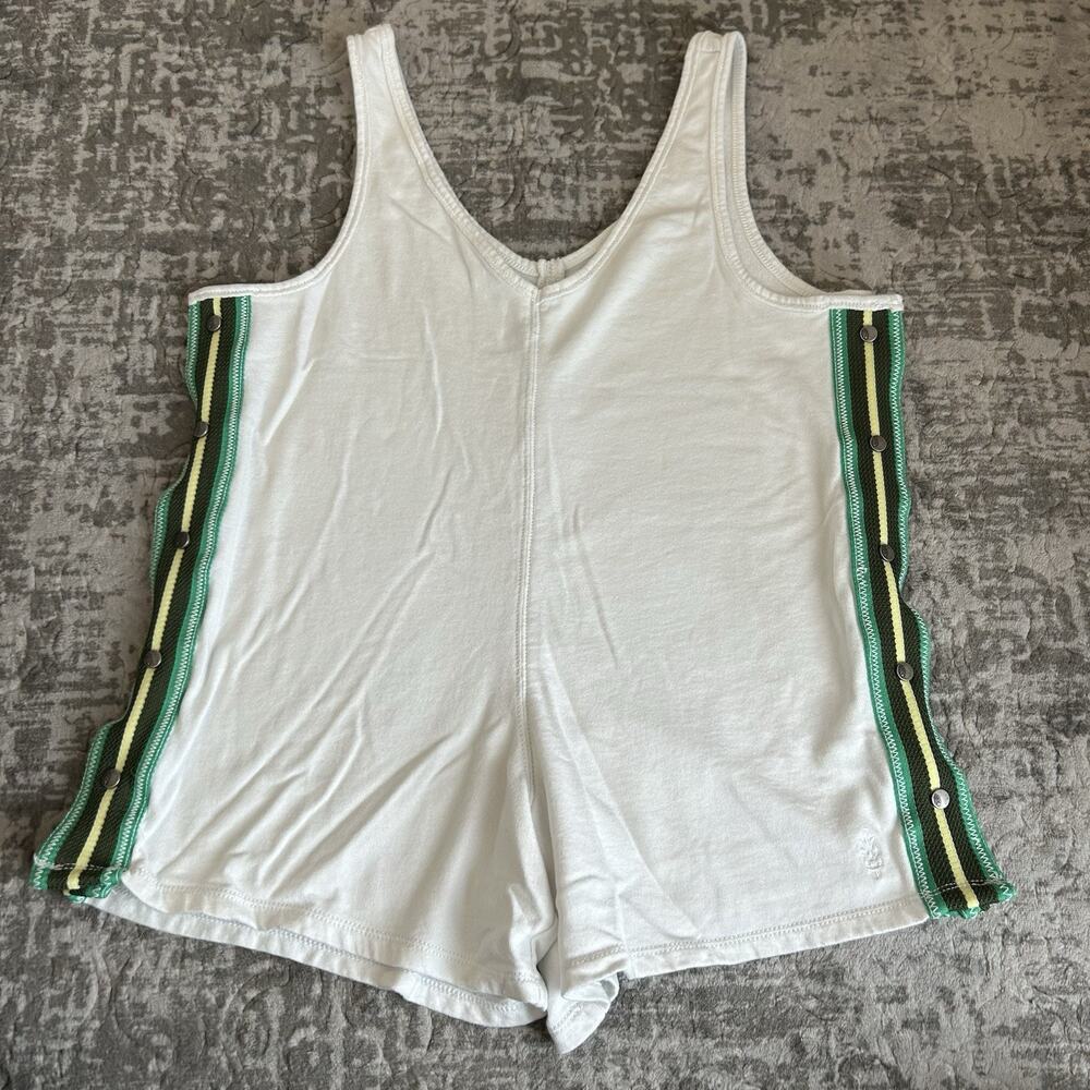 Free People Get Set Track Romper White/Green/Yellow Comfy Romper Size XS